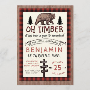 Lumberjack Birthday Invitation Woodland Birthday