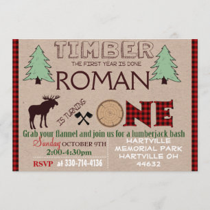 Lumberjack birthday party invitation card