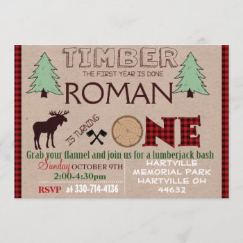 Lumberjack Birthday Party Invitation Card by 10x10us at Zazzle