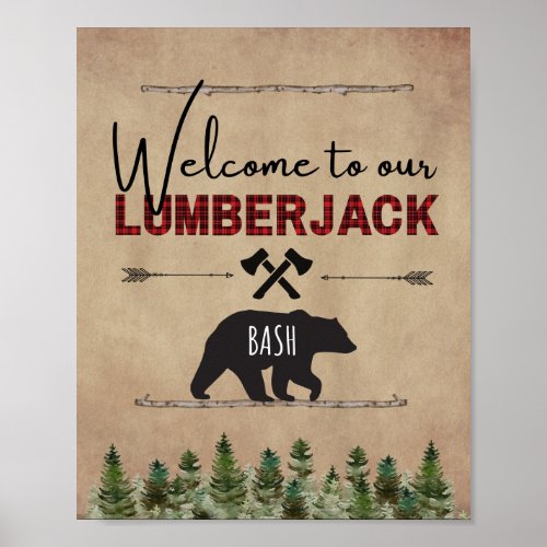 Lumberjack Birthday Welcome Sign