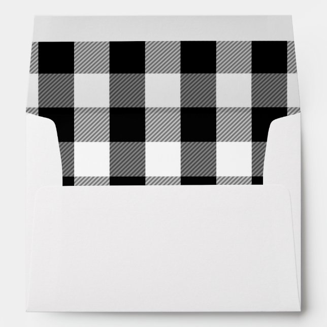 Lumberjack Black and White Plaid Rustic 5X7 Envelope (Back (Bottom))