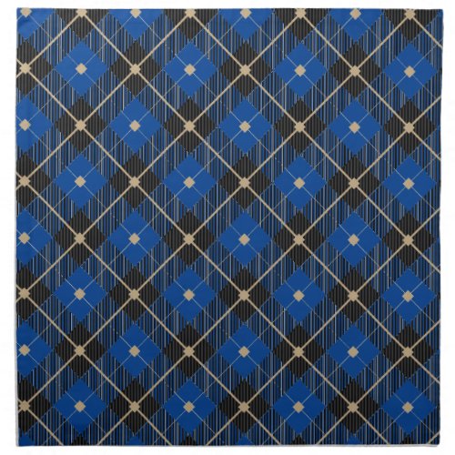 Lumberjack Black Blue Plaid Pattern Cloth Napkin