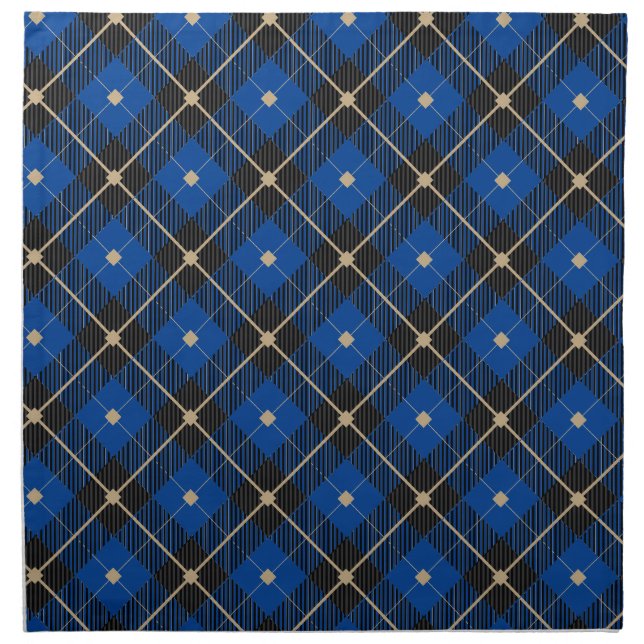 Lumberjack Black Blue Plaid Pattern Cloth Napkin (Front)