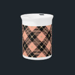 Lumberjack Black Coral PInk Plaid  Beverage Pitcher<br><div class="desc">Black and coral pink diagonal "lumberjack" checkered pattern with matte gold grid overlay. *Available in eight color combos!</div>