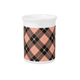 Lumberjack Black Coral PInk Plaid Beverage Pitcher