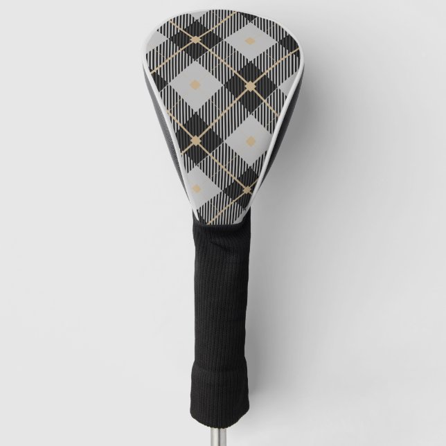 Lumberjack Black Gray Plaid Pattern Golf Head Cover (Front)