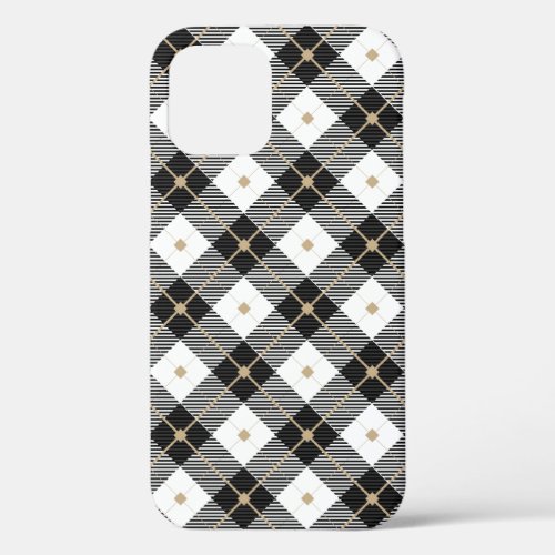 Lumberjack Black White Plaid Pattern iPhone 12 Pro Case