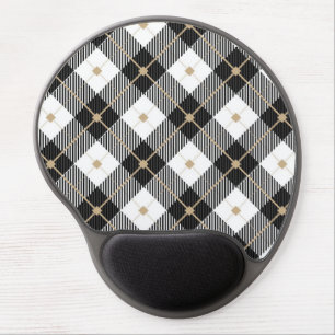 Lumberjack Black White Plaid Pattern Gel Mouse Pad
