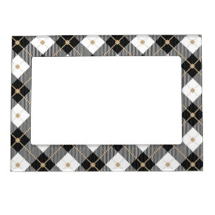 Lumberjack Black  White Plaid Pattern Magnetic Frame