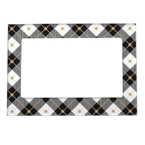 Lumberjack Black  White Plaid Pattern Magnetic Frame