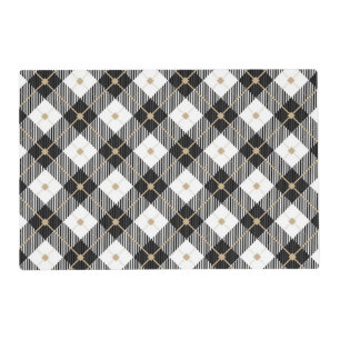Lumberjack Black White Plaid Pattern Placemat