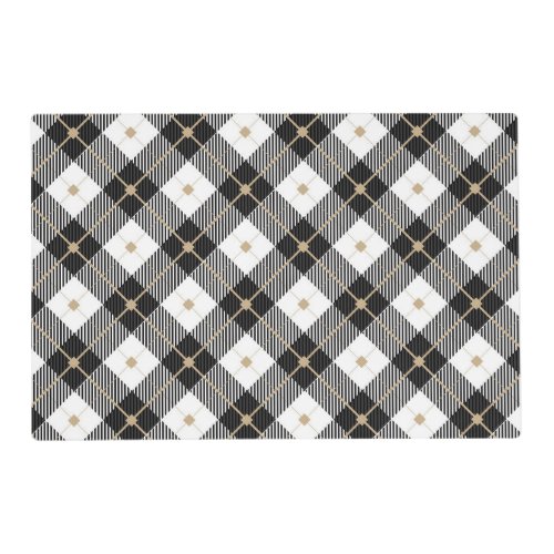 Lumberjack Black White Plaid Pattern Placemat