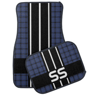 Lumberjack Blue Plaid Race Stripes Personalize Car Floor Mat
