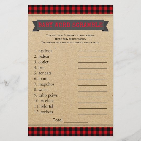 Lumberjack Boho Baby Shower Games Word Scramble Zazzle Com