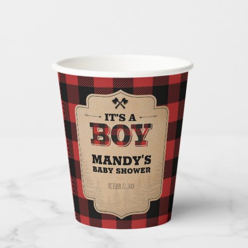 Lumberjack Boy Baby Shower Buffalo Plaid Paper Cups