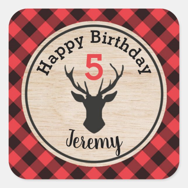 Lumberjack Boy Birthday Party Favor Sticker (Front)
