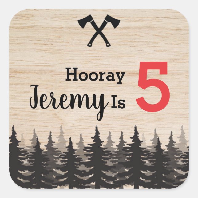 Lumberjack Boy Birthday Party Favor Sticker (Front)
