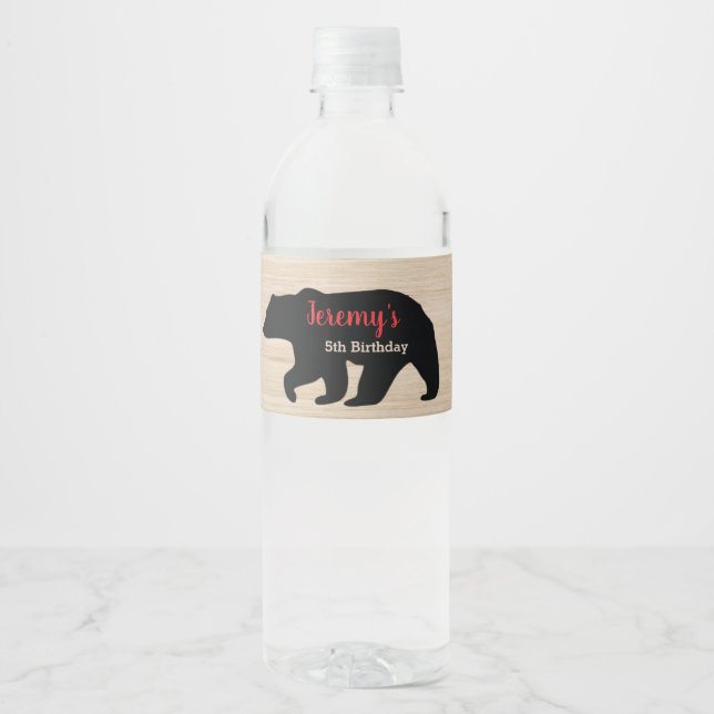 Lumberjack Boy Birthday Party Water Bottle Label (Front)