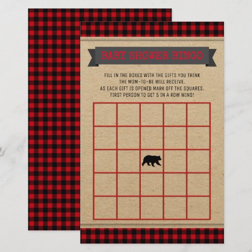Lumberjack Boys Baby Shower Bingo Card | Zazzle