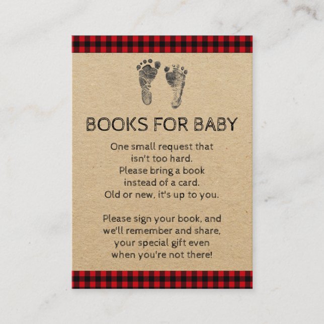 Lumberjack Bring A Book Baby Shower Cards (Front)