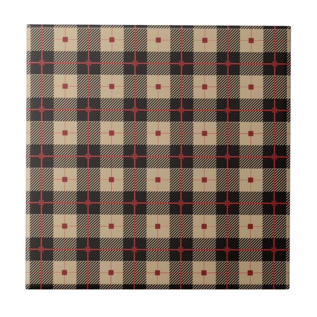 Lumberjack Brown and Red Plaid Ceramic Tile (Front)