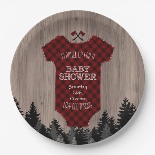 Lumberjack Buffalo Baby Suit Barn Baby Shower Paper Plates