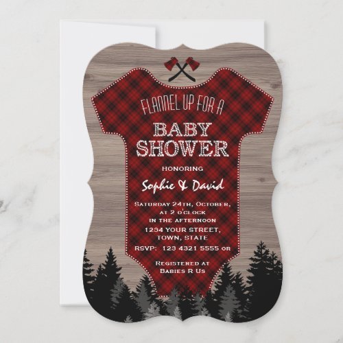 Lumberjack Buffalo Baby Suit Old Barn Baby Shower Invitation