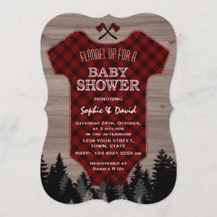 Lumberjack Buffalo Baby Suit Old Barn Baby Shower Invitation