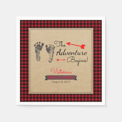 Lumberjack Buffalo Plaid Baby Shower Napkins