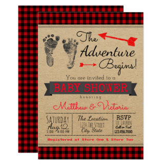 Lumberjack Buffalo Plaid Boys Boho Baby Shower Card