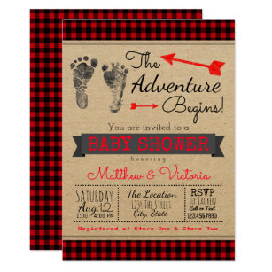 free buffalo plaid baby shower invitations