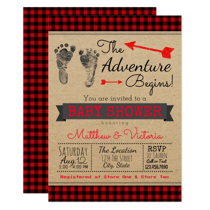 buffalo plaid baby shower invitations