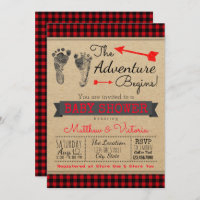 Lumberjack Buffalo Plaid Boys Boho Baby Shower Invitation