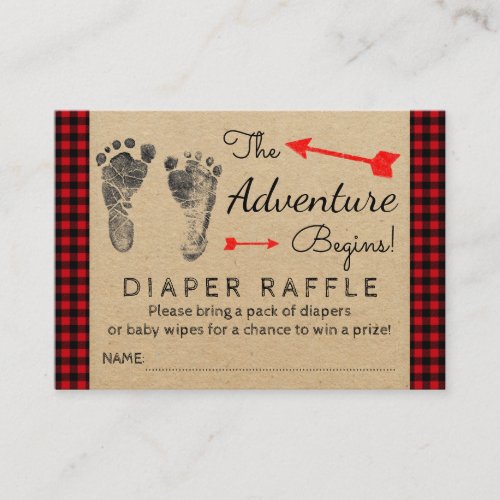 Lumberjack Buffalo Plaid Boys Diaper Raffle Ticket Enclosure Card