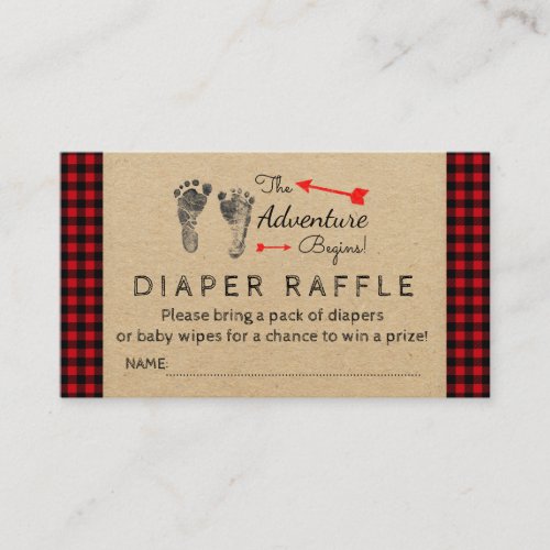 Lumberjack Buffalo Plaid Boys Diaper Raffle Ticket Enclosure Card