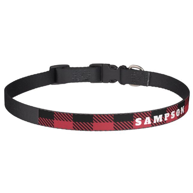 Lumberjack Buffalo Plaid Custom Dog Collar (Front)