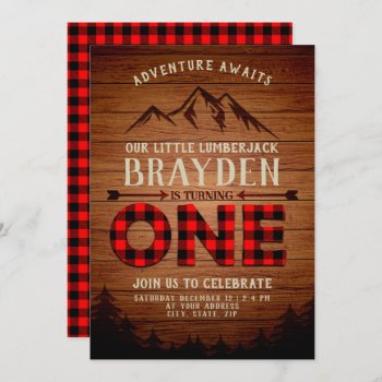 Lumberjack Buffalo Plaid First Birthday Invitation by ModernMatrimony at Zazzle