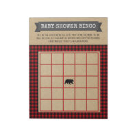 Lumberjack Buffalo Plaid Woodland Baby Bingo Game Notepad