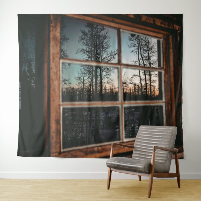 Lumberjack Cabin Window // Grainy Sunset Tapestry (In Situ (Horizontal))