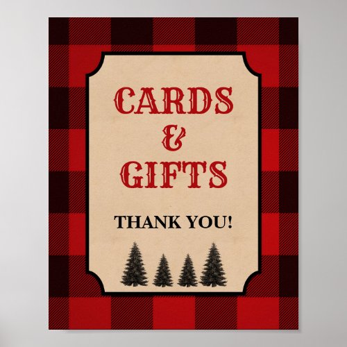 Lumberjack Cards  Gifts Shower Sign Red Plaid