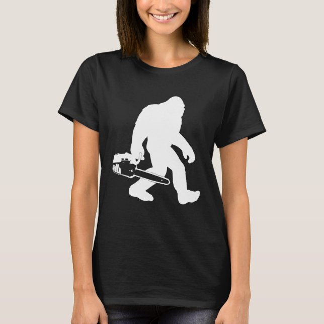 Lumberjack Chainsaw Sasquatch Logger T-Shirt (Front)
