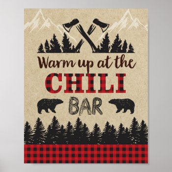 Lumberjack Chili Bar Sign  Birthday Party  Warm Up Poster by PuggyPrints at Zazzle