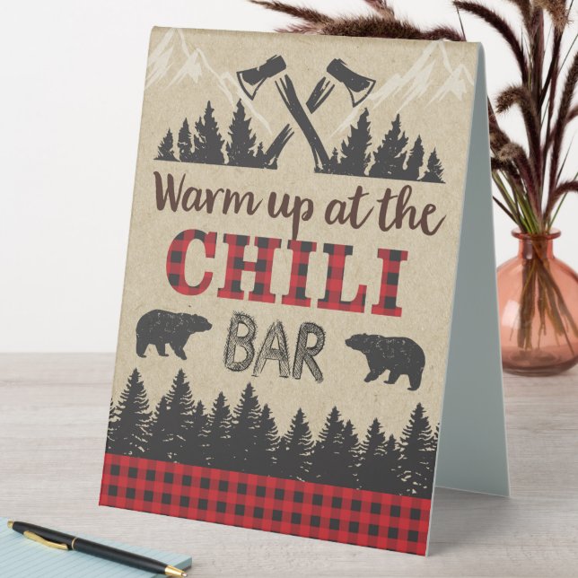 Lumberjack Chili Bar Table Tent Sign, Warm Up (In SItu (Table))