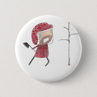 Lumberjack chops tree pinback button