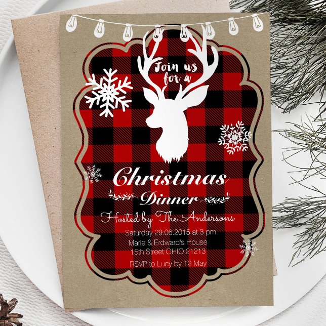 Lumberjack Christmas Dinner Party Invitation (Creator Uploaded)