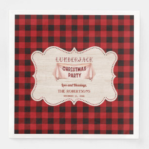 Lumberjack Christmas Party Red Buffalo Wood Paper Dinner Napkins