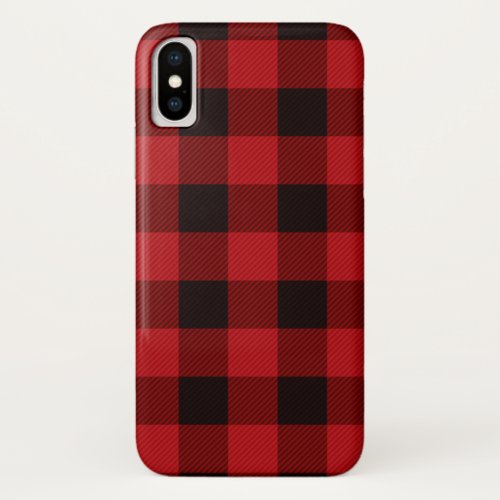 Lumberjack Country Christmas Red buffalo plaid iPhone X Case