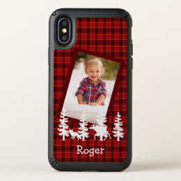 Lumberjack custom photo on red plaid check woods speck iPhone x case