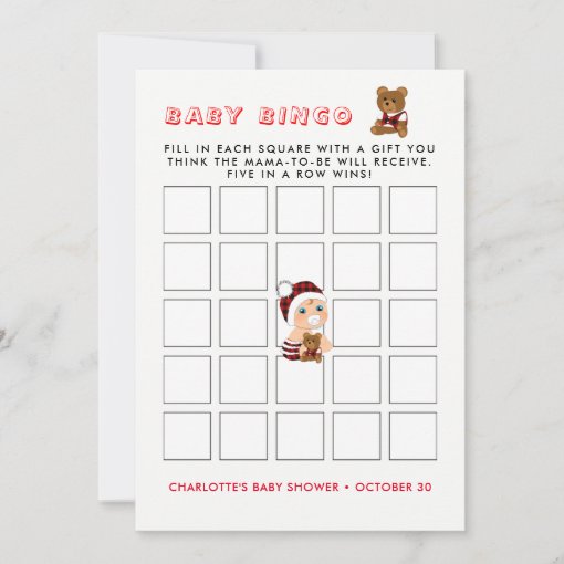 Lumberjack Cute Baby Shower Baby Bingo Cards | Zazzle