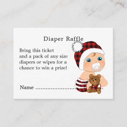 Lumberjack Cute Baby Shower Diaper Raffle Enclosure Card